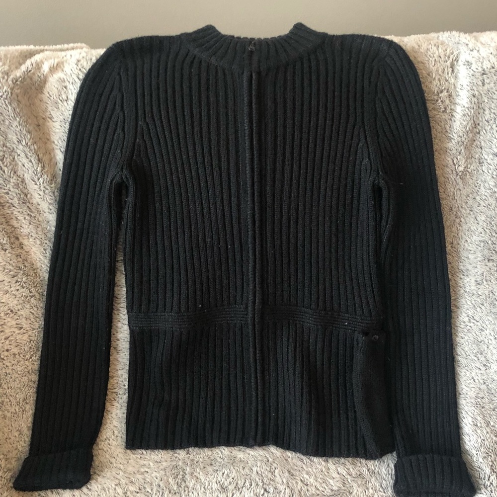 Black cozy zip front sweater.